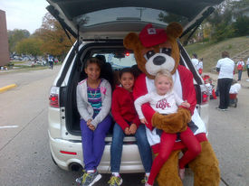 Bear and friends waiting for the parade to start lincoln homecoming 2012